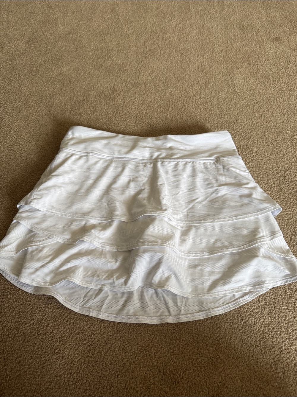 Athleta Girl White Tiered Tennis Sport Skirt with Built-In Shorts